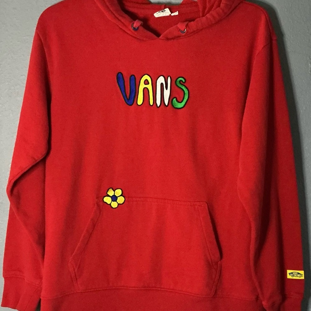 VANS Off the Wall Brighton Boyfriend Hoodie Sweatshirt Women’s Small Racing Red